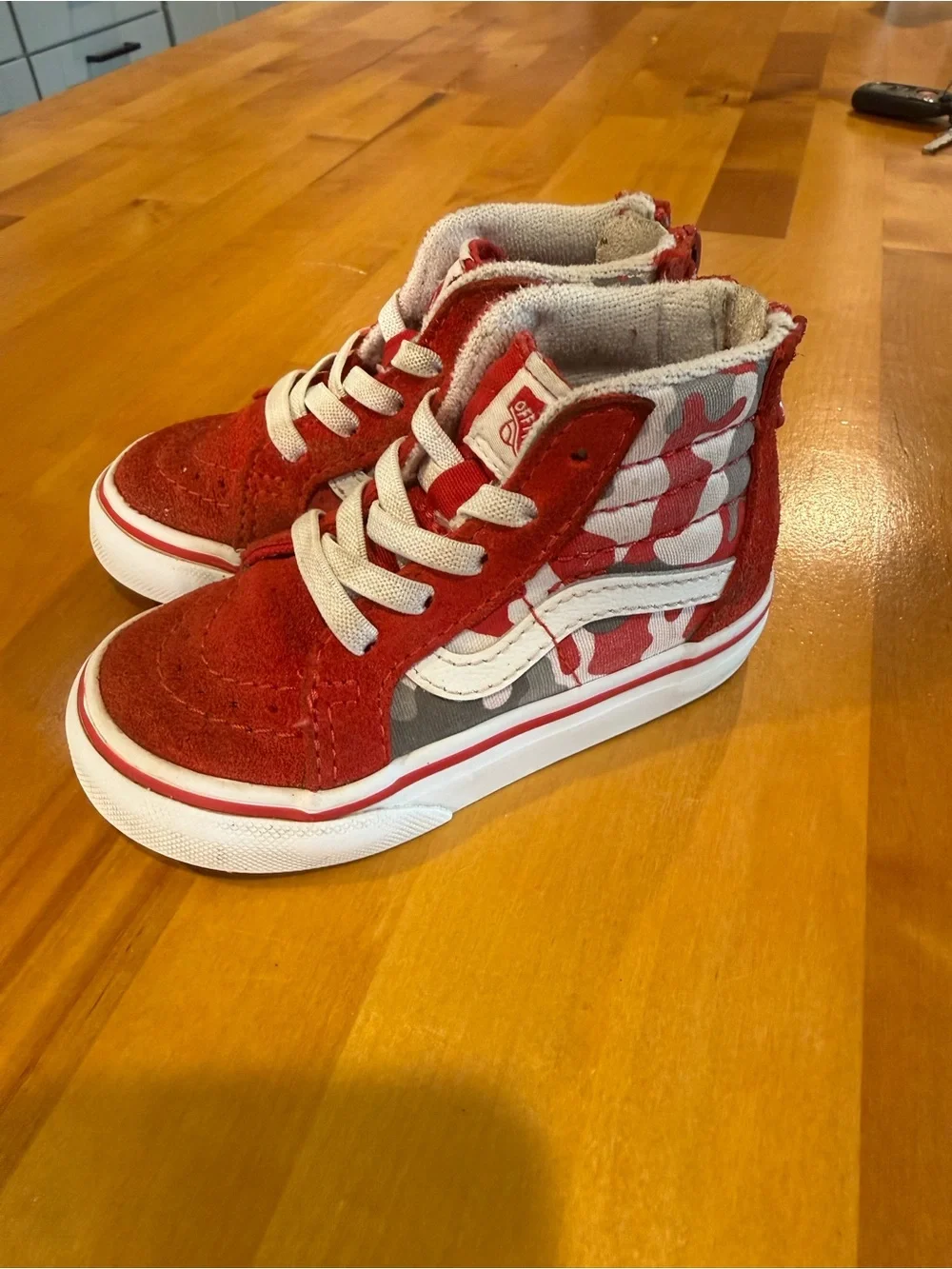 Vans Red and Gray Camo Sk8-Hi Zip Sneaker